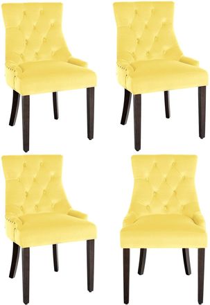 Clp Clp - Juego De 4 Sillas De Comedor Aberdeen En Terciopelo Amarillo Antiguo