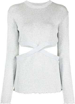 3.1 Phillip Lim cut-out ribbed jumper - women - Viscose/Metallic Fibre/Polyester/Nylon - S - Silver