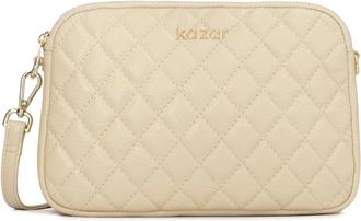 Kazar Kleine handtas met gewatteerd ontwerp op leren band - Dames - Schoudertassen - Beige - ONE Size - Leer - Tassen