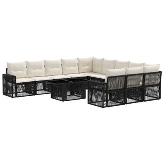 vidaXL Conjunto De Sof&aacute;s De Jard&iacute;n 12 Uds. Negro Y Blanco Crema Vidaxl