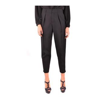 Saint Laurent Dames, Broeken, Zwart, Maat: M Wol