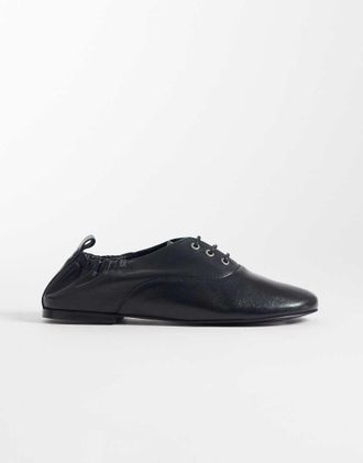 Asos Myriad - Scarpe basse premium stringate in pelle nera-Nero