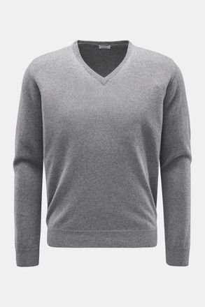 Braun Hamburg Herren - Cashmere V-Neck Pullover grau