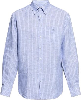 Etro Shirt met zak - Heren - Zakelijke Overhemden - Blauw - L - Leer - Overhemden