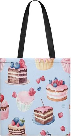 Generic Cute Cake Pattern Watercolor Womens Tote Casual Shopping Bag Lightweight Shoulder Bags Hobos Handbag for Work Travel Daily 35x40cm