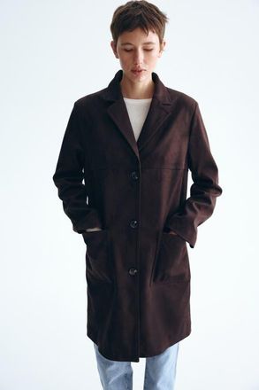 H&M Knee-length Coat in Dark Brown at Nordstrom, Size X-Small