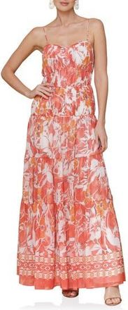 Avec Les Filles Mixed Print Tiered Maxi Dress in Poppy Lily Neutral at Nordstrom Rack, Size 10