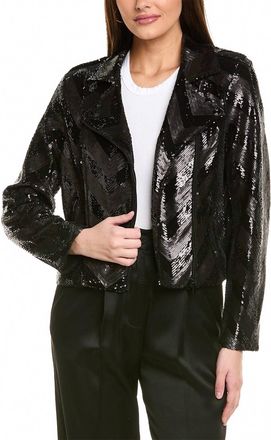 Karl Lagerfeld Sequined Moto Jacket In Black