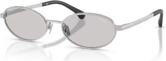 Chanel CH2227S Quilted-Effect Oval-Frame Sunglasses - Silver