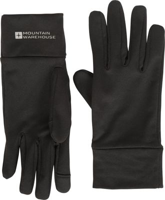 Mountain Warehouse Touch Screen Womens Liner Gloves - Quick Drying Mitts - Best for Autumn Winter, Walking, Outdoors, Daily Use & Cycling Black M