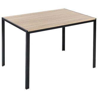 Beliani Mesa De Comedor Madera Clara Negro 120 X 80 Cm Mdf Tablero Patas Metal Newfield