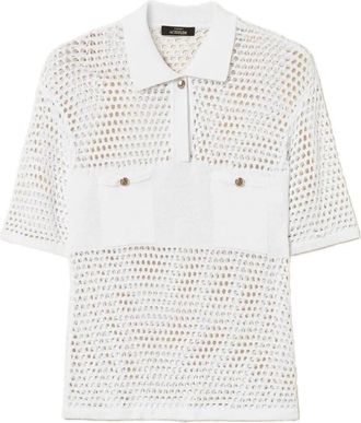 Twinset Mesh Knit Polo Jumper - Dames - Polos - Wit - XS - Tops