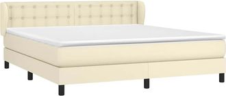 vidaXL Cama Box Spring Con Colch&oacute;n Cuero Sint&eacute;tico Crema 180x200 Cm Vidaxl