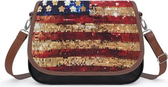Generic Sequin Pattern U.S. Flag Small Womens Crossbody Bags Shoulder Handbag with Adjustable Strap for Travel