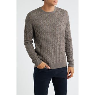 Jack Victor Crewneck Merino Wool Cable Sweater in Taupe at Nordstrom Rack, Size Xx-Large