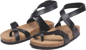 Generic Sandals For Women Cork Sandals Women Casual Beach Non-slip Buckle Strap Sandal Shoe Flat with6.5