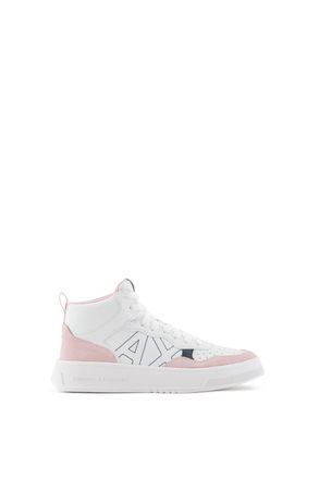 A|X Armani Exchange Womens Comfort Fit, Cow Suede, Side Sewn Logo Sneaker, White Rose, 7 UK