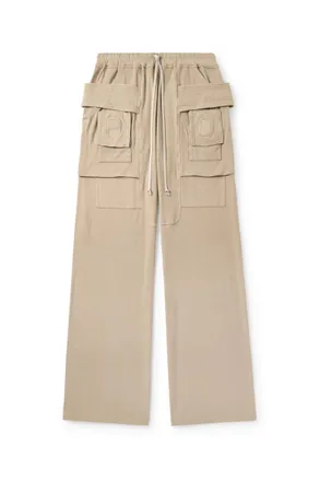 Rick Owens Creatch Wide-Leg Brushed Cotton-Jersey Drawstring Cargo Trousers
