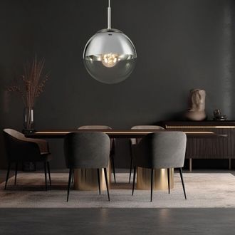 Globo Lighting Lampada a sospensione a sfera in vetro Lampada a sfera cromata per sala da pranzo Lampada a sospensione in vetro, metallo, 1x attacco E27, PxA 25x120