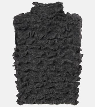 Alaia Alaïa Ruffled mohair-blend turtleneck top