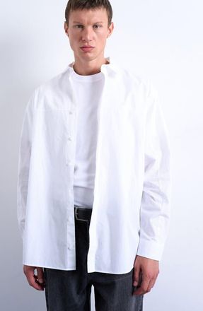 Topman Oversize Cotton Poplin Button-Up Shirt in White at Nordstrom, Size X-Large