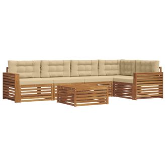 vidaXL Conjunto De Sof&aacute;s De Exterior Con Coj&iacute;n 6 Pcs Natural Y Beige Vidaxl