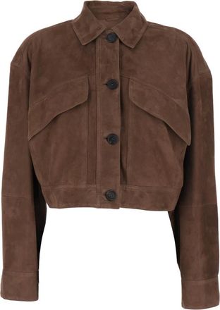 Brunello Cucinelli Jassen, Dames, Bruin, S, Leer, Leren Jas
