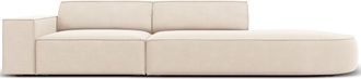 BLOOMINGLOFT 3-Sitzer Designsofa Jodie mit abgerundetem Ottomane rechts - Samtbezug
