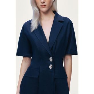 Nocturne Short Sleeve Blazer Jacket in Navy at Nordstrom, Size X-Small