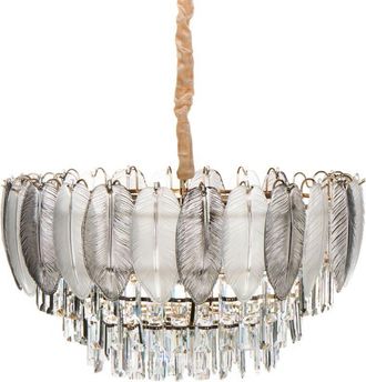 Beliani Glamour Lampadario a sospensione Metallo Cristalli di vetro Ottone e Canagua trasparente