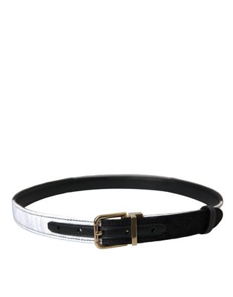 Dolce & Gabbana Womens Black White Patchwork Gold Metal Buckle Belt And