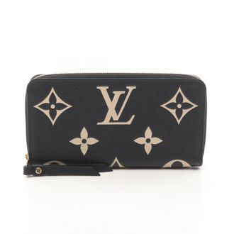 Louis Vuitton Monogram Empreinte Beige Black Leather Long Wallet (Bi-Fold) (Pre-Owned)
