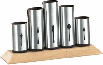 Esmeyer Pipes - Portaposate Pipes con 5 Supporti Non Regolabili in Acciaio Inox, per rispettivamente 12 coltelli, forchette, cucchiai, cucchiaini e forchette