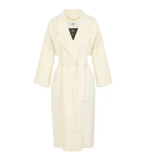 Elisabetta Franchi Coat in wool double cloth - female - Elisabetta Franchi - Belted Coats - Beige - L - Coats
