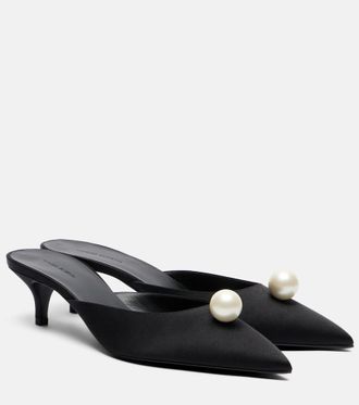 Magda Butrym Faux pearl satin mules