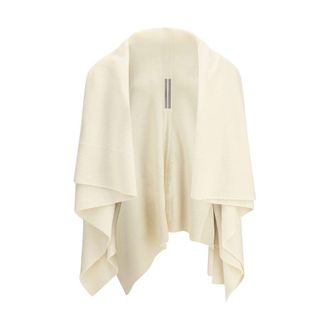 Rick Owens Cream Fleece Wool Womens Cardigan