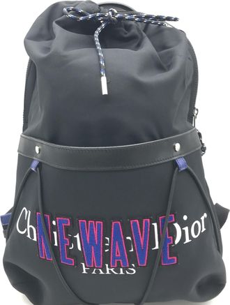 Dior Newave Drawstring Nylon Backpack In Womens Black (Pre-Owned)