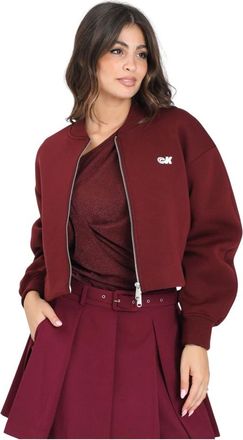 Calvin Klein Jeans Jassen, Dames, Rood, XL, Bordeaux Bomberjack Urban Stijl