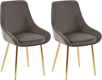 Clp Juego De 2 Sillas De Comedor Elmira Antracita Metal Oro