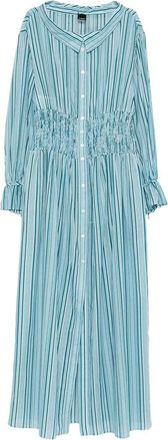Pinko Striped Ruffle Maxi Dress