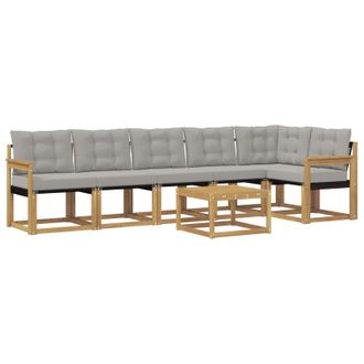 vidaXL Conjunto De Sof&aacute;s De Exterior 7 Pcs Blanco Y Gris Claro Vidaxl