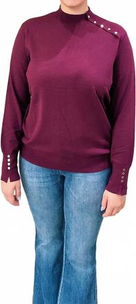 Skies Are Blue Clothing Catalina Mock Neck Sweater In Burgundy
