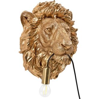 Beliani Lampada da parete a tema animale Luce da comodino Lampada da lettura oro Simba