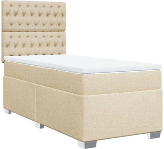 vidaXL Vidaxl - Cama Box Spring Con Colch&oacute;n Tela Color Crema 80x200 Cm