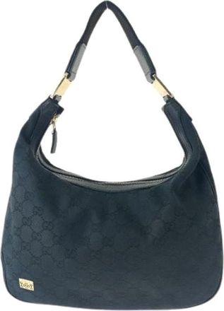 Gucci Pre-owned Shoulder Bags, female, Black, Size: ONE SIZE Pre-owned Canvas Shoulder Bag