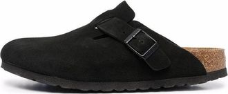 Birkenstock (WMNS) Birkenstock Boston Soft Footbed Suede Leather Narrow Fit Mules Black 660473