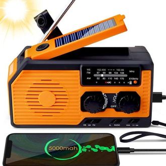 No Brand Radio De Emergencia Para Supervivencia En Caso De Desastre, Radio Am/fm/wb Con Bater&iacute;a Solar De 5000 Mah Y Manivela, Con Cargador Tipo C Y Linterna So