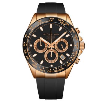 Stührling Mens Aquamaster 42mm 4050 Chronograph Watch - Black - One Size