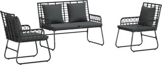 vidaXL Vidaxl - Garden Dining Set 3 pcs Black, Anthracite Poly rattan, steel
