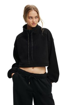 Cotton On Womens Active Explorer Polar Fleece Half Zip Jumper in Black at Nordstrom, Size Medium